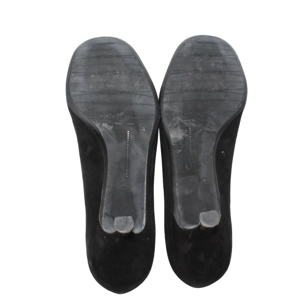 Stuart Weitzman Size 9M Black Suede Leather Madeline Buckle Detail Kitten Heels - Picture 9 of 11
